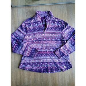 Old Ranch fair isle Aztec Nordic all over print purple thermal fleece outdoorsy